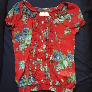A&F Red Floral Top